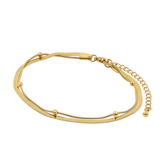 Double Ball Anklet Elegant Gold