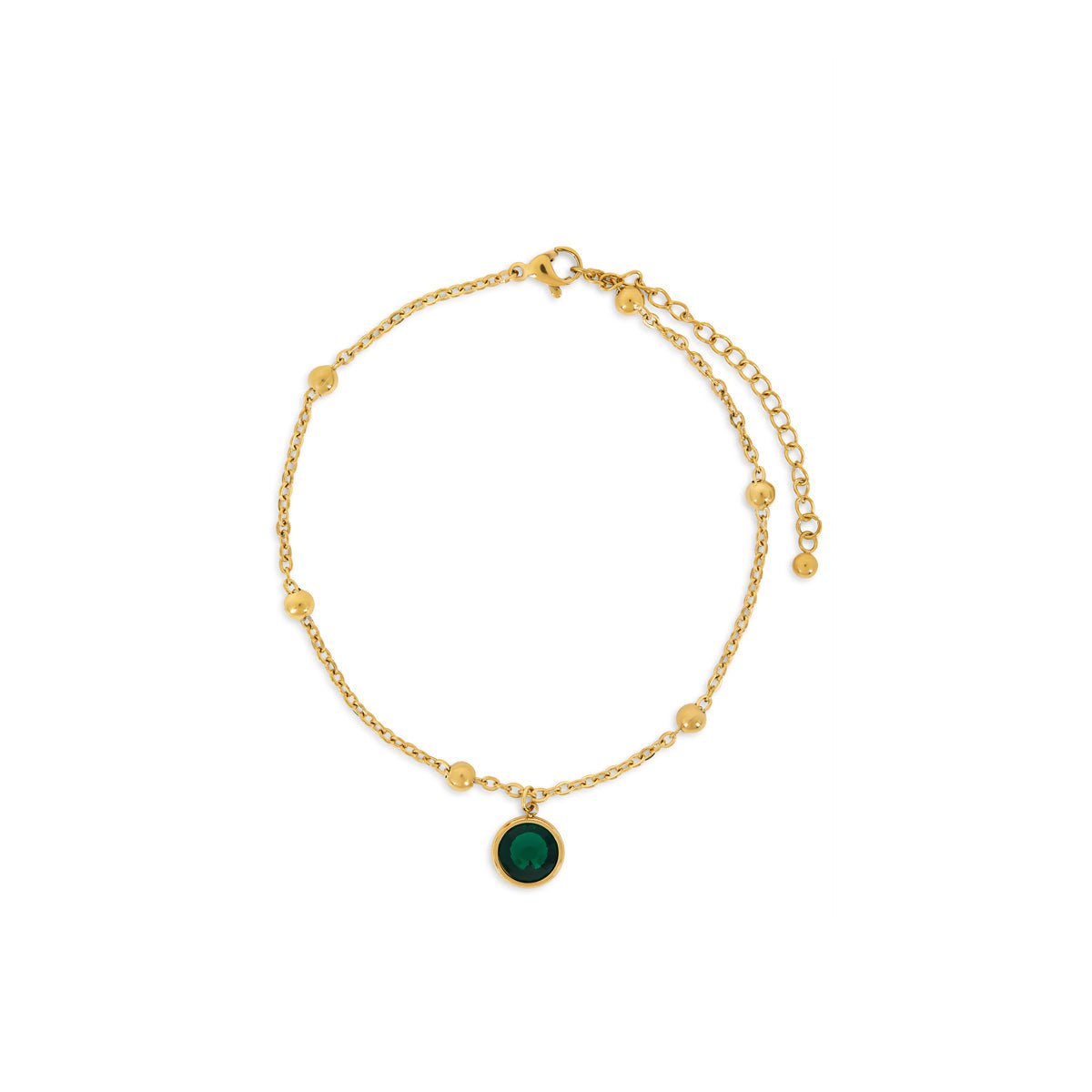 Emerald Pendant Anklet Premium Gold