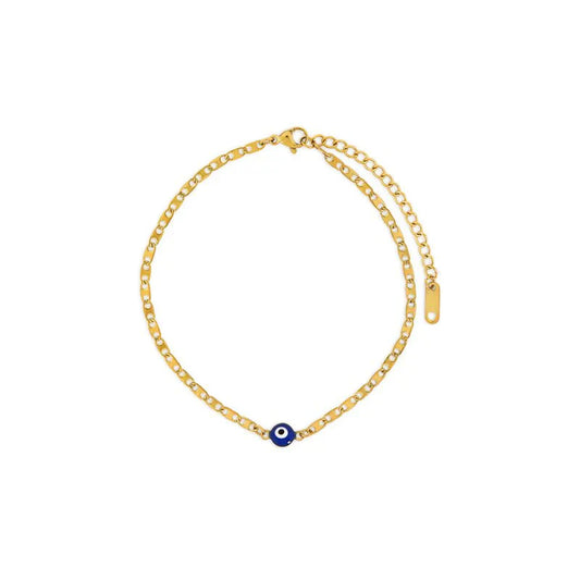 Evil Eye Ankle Bracelet Gold Tone